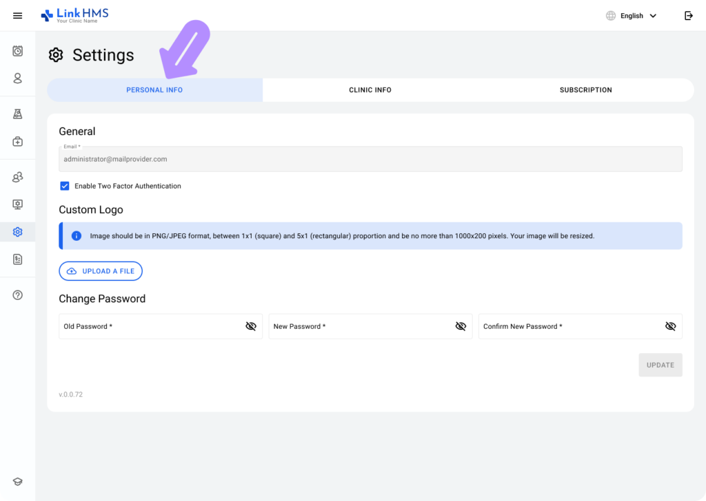 aplication screen