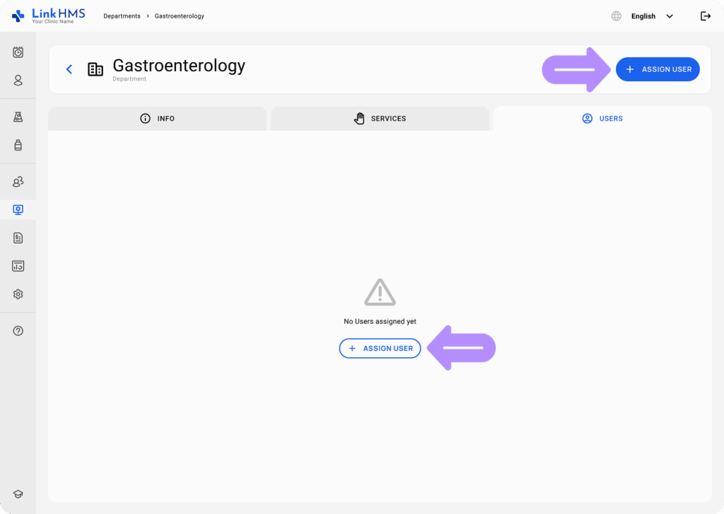 LinkHMS assigning and creating users within a department 2