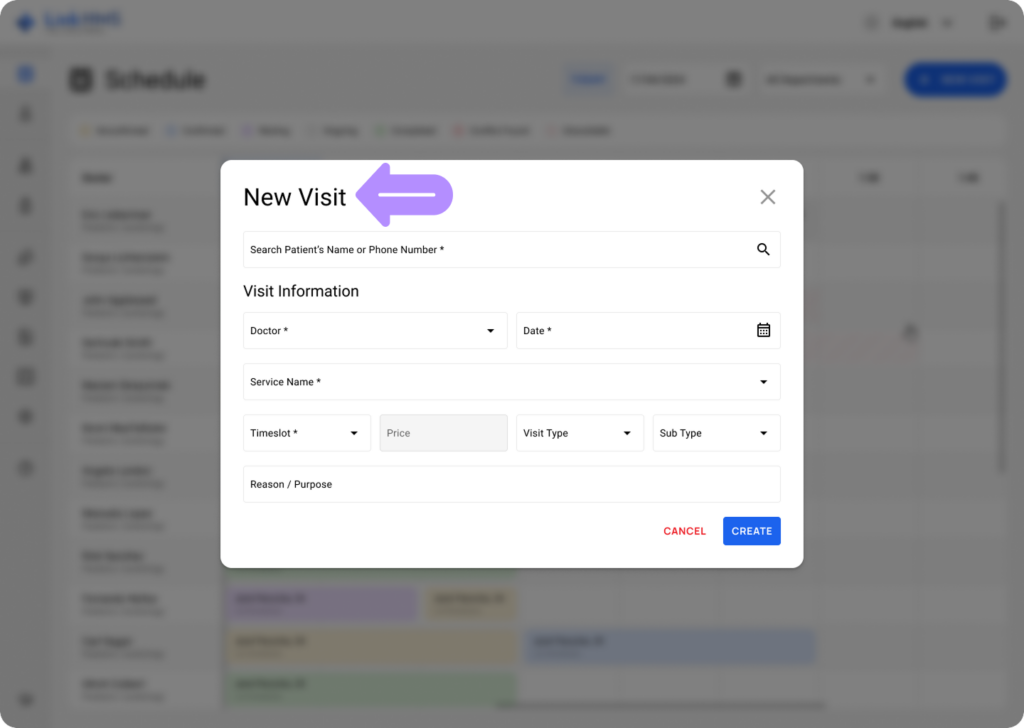 LinkHMS create a visit 5