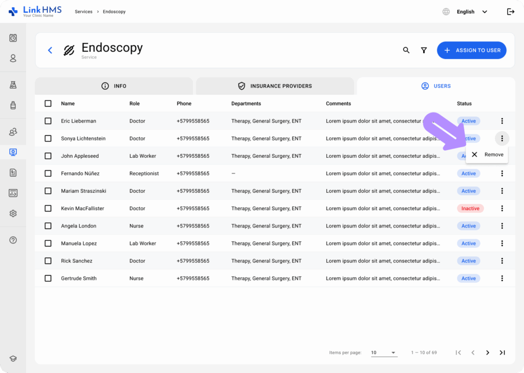 LinkHMS creating and assigning users within a service 9
