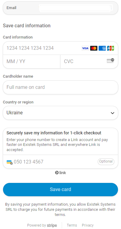 payment screen