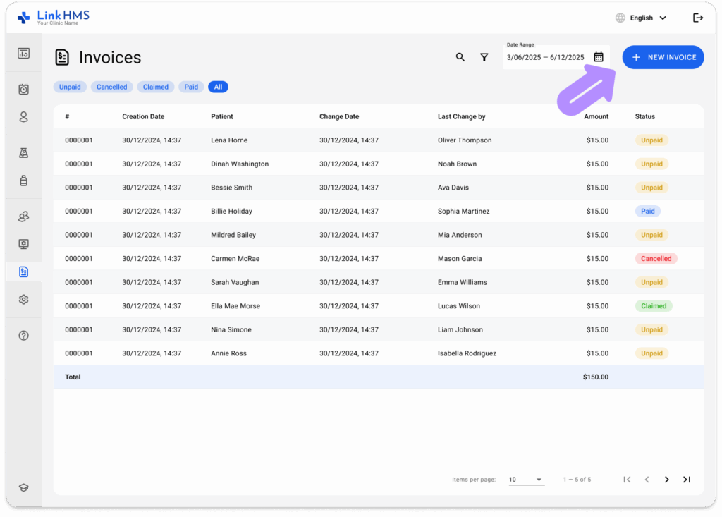LinkHMS create invoices
