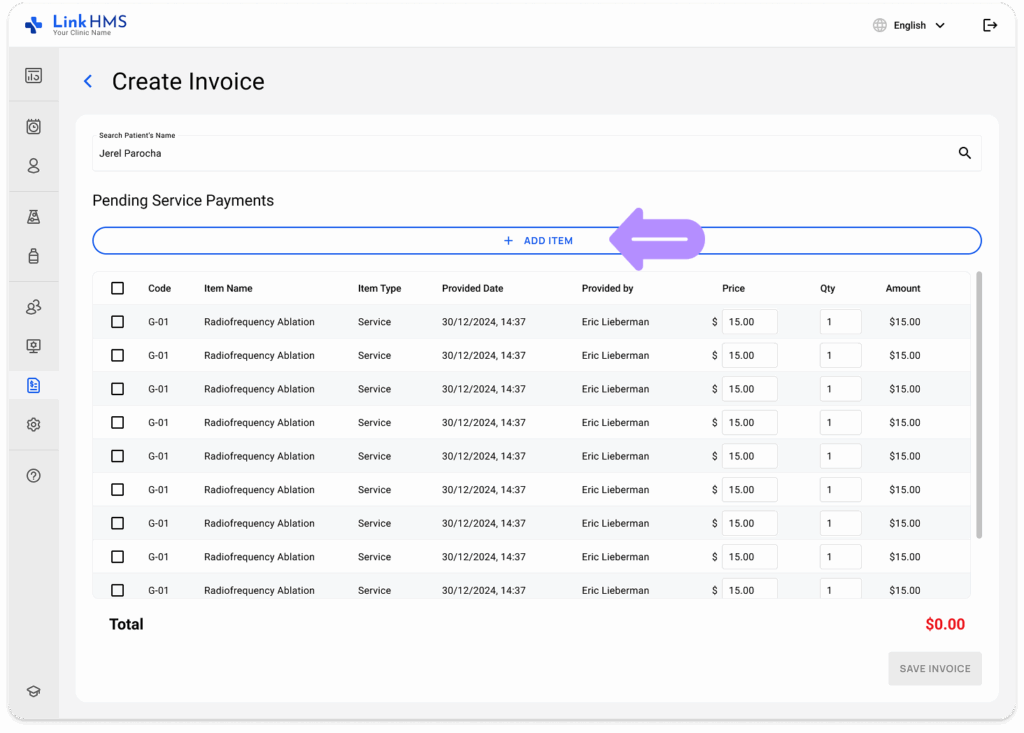 LinkHMS create invoices 5