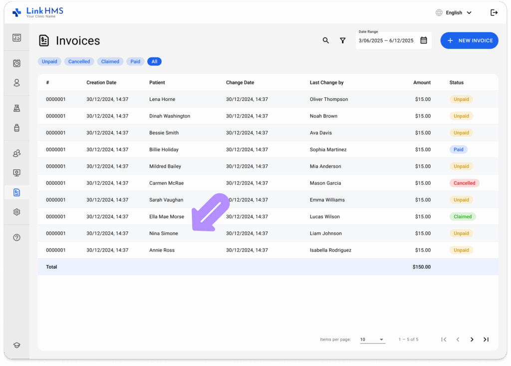 LinkHMS invoices 1