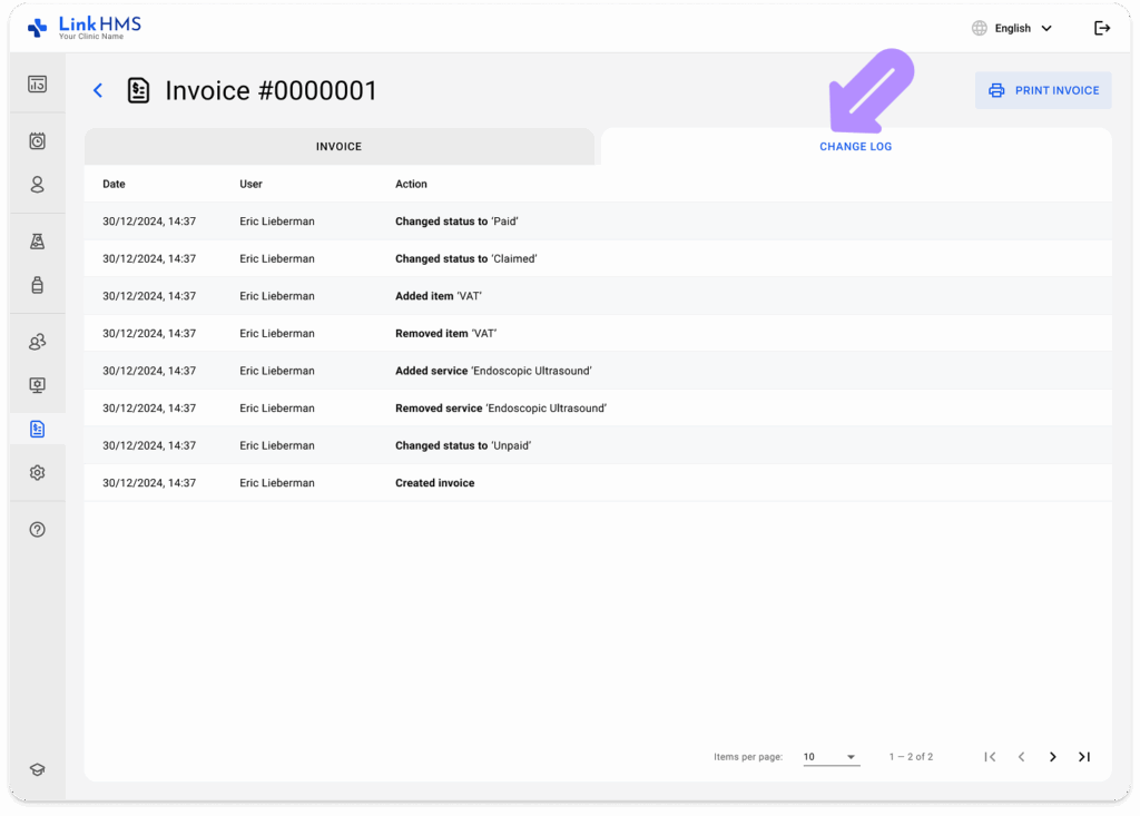 LinkHMS invoices 11