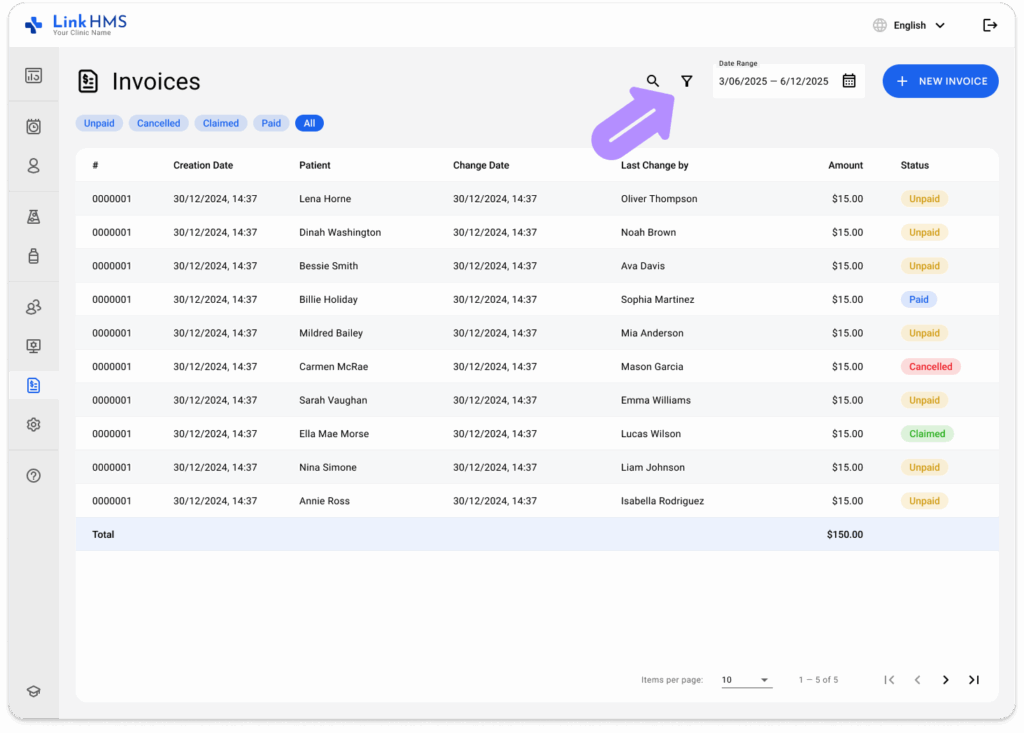 LinkHMS invoices 14