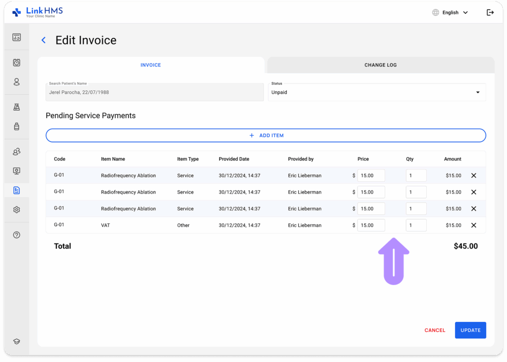 LinkHMS invoices 2