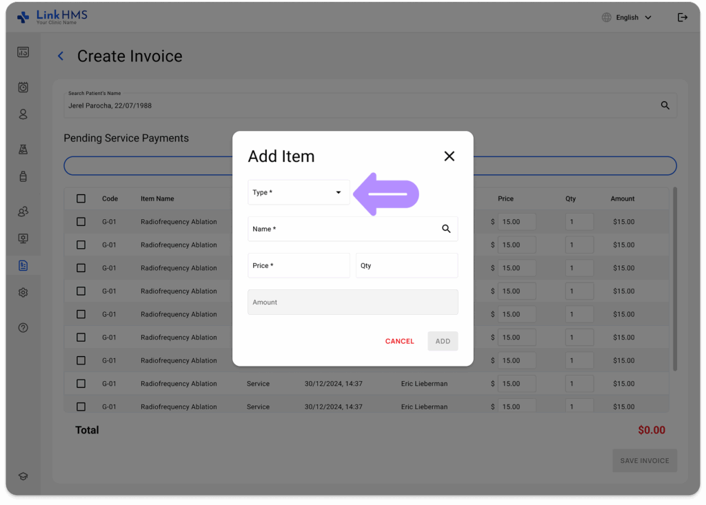 LinkHMS invoices 4