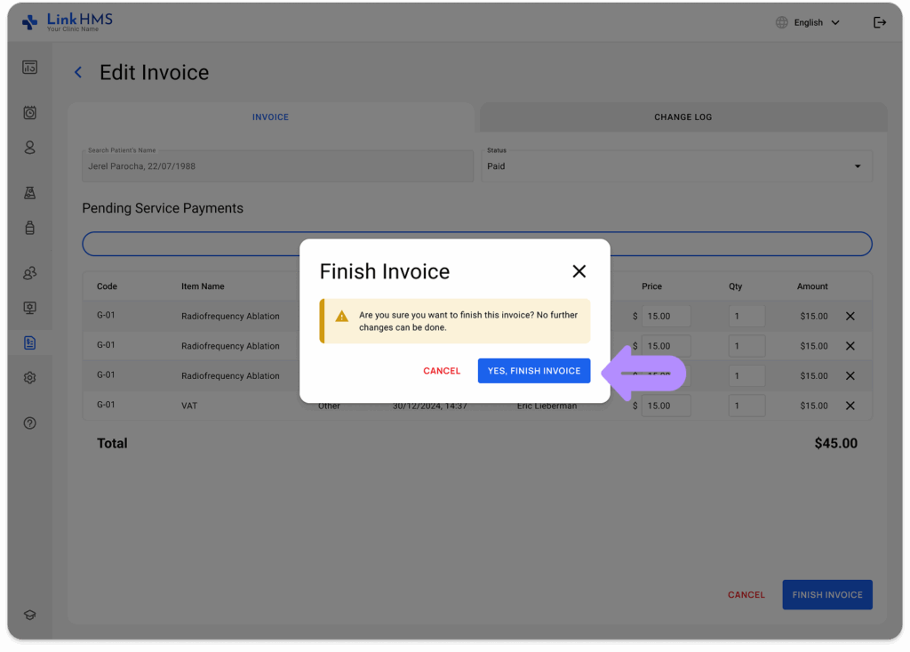 LinkHMS invoices 8