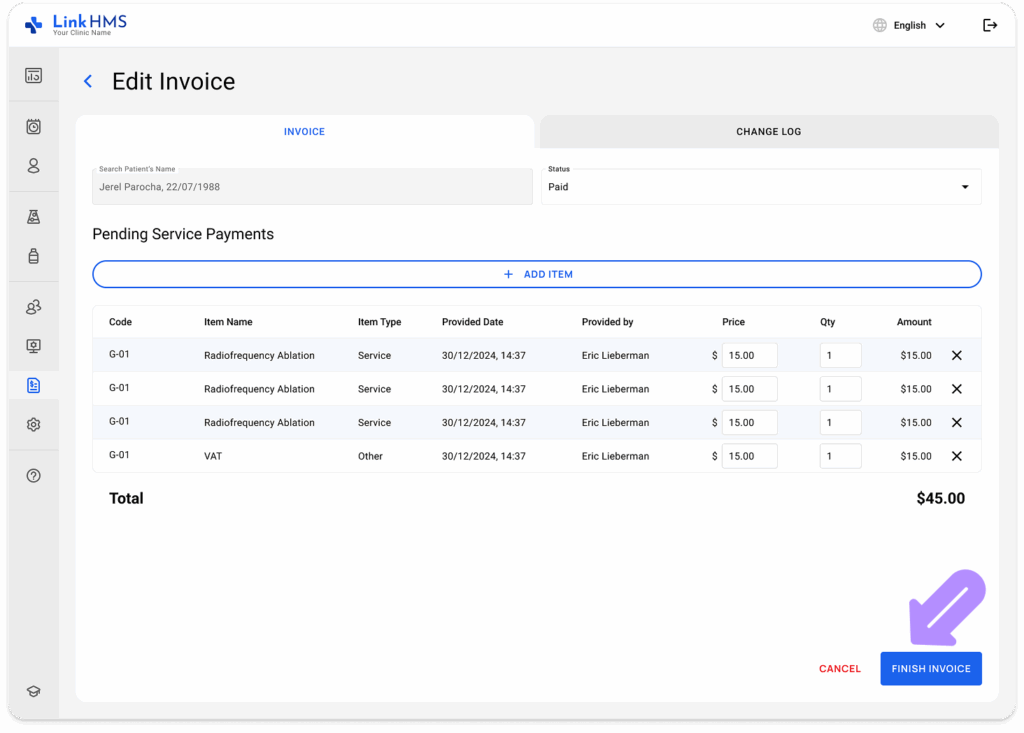 LinkHMS invoices 9