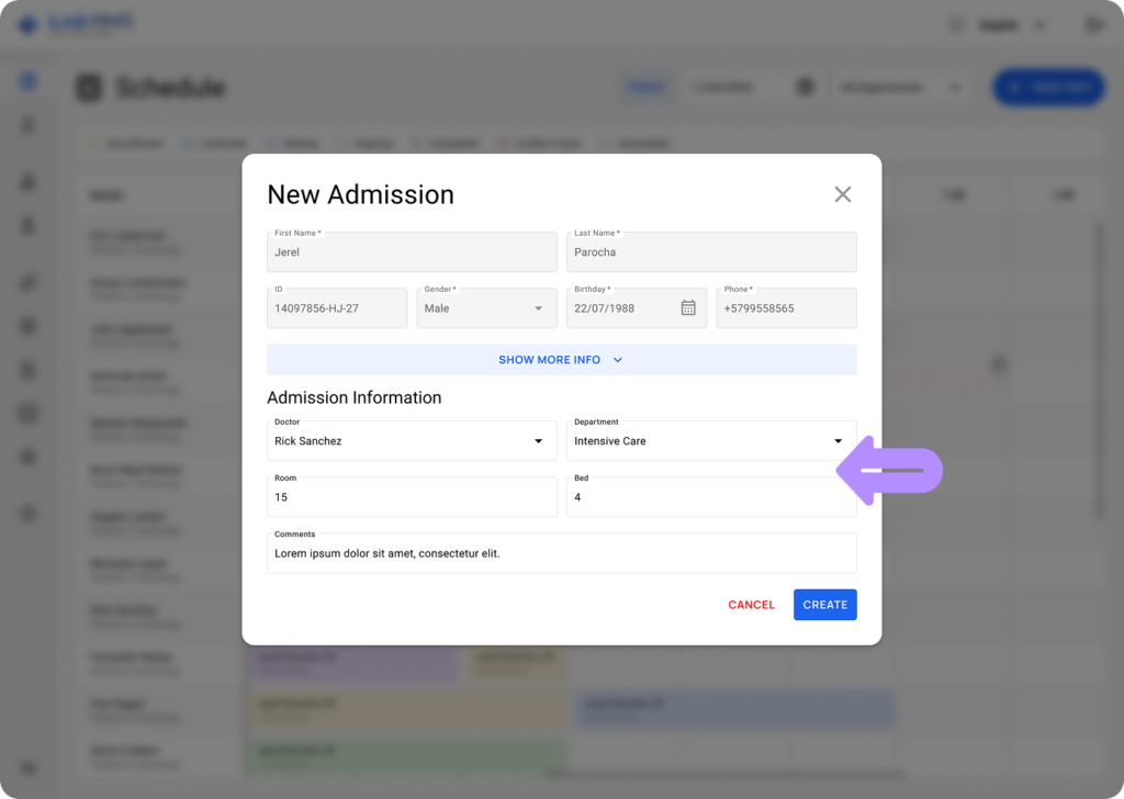 LinkHMS create an admission 5