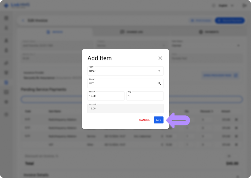 LinkHMS add VAT 3