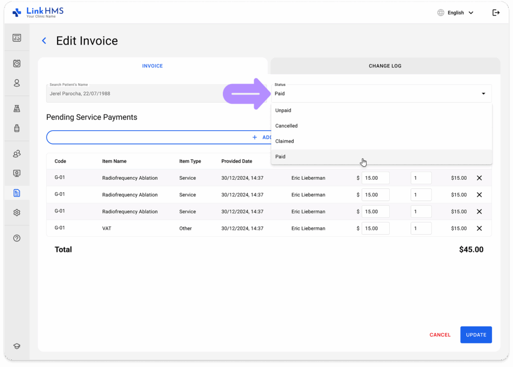 LinkHMS invoicing 1