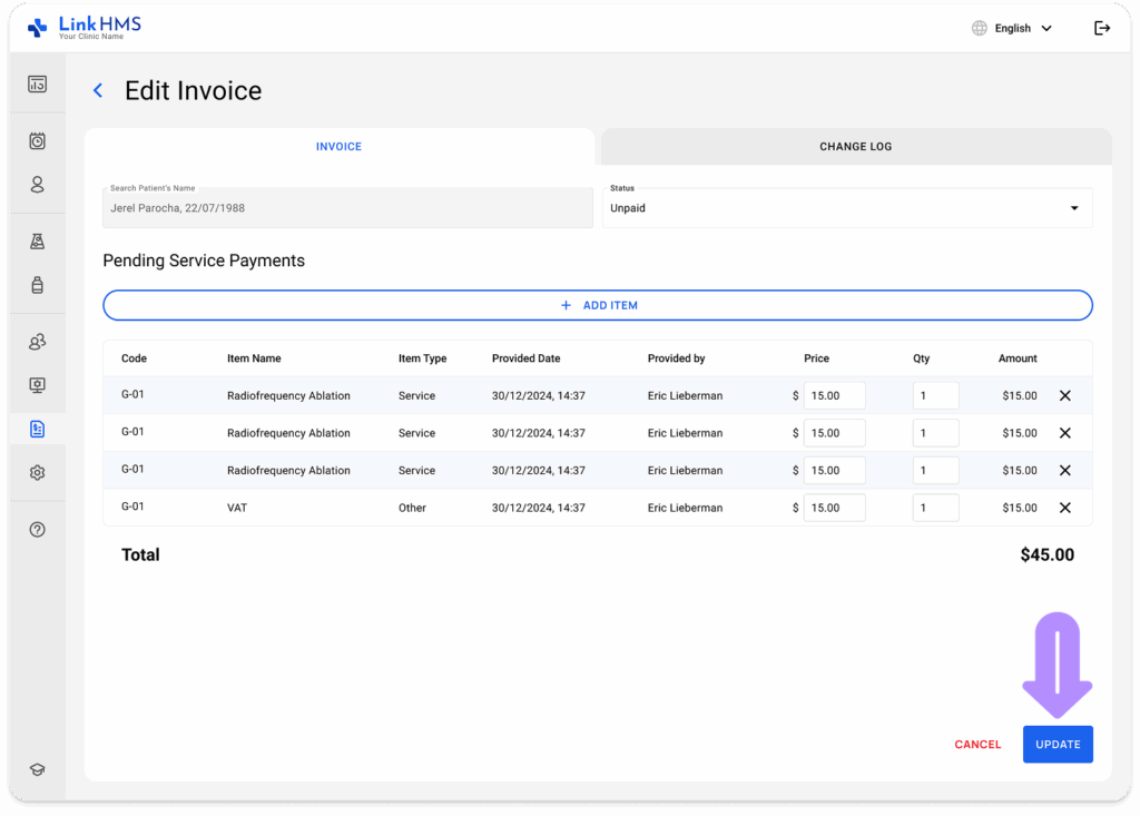 LinkHMS invoicing 2