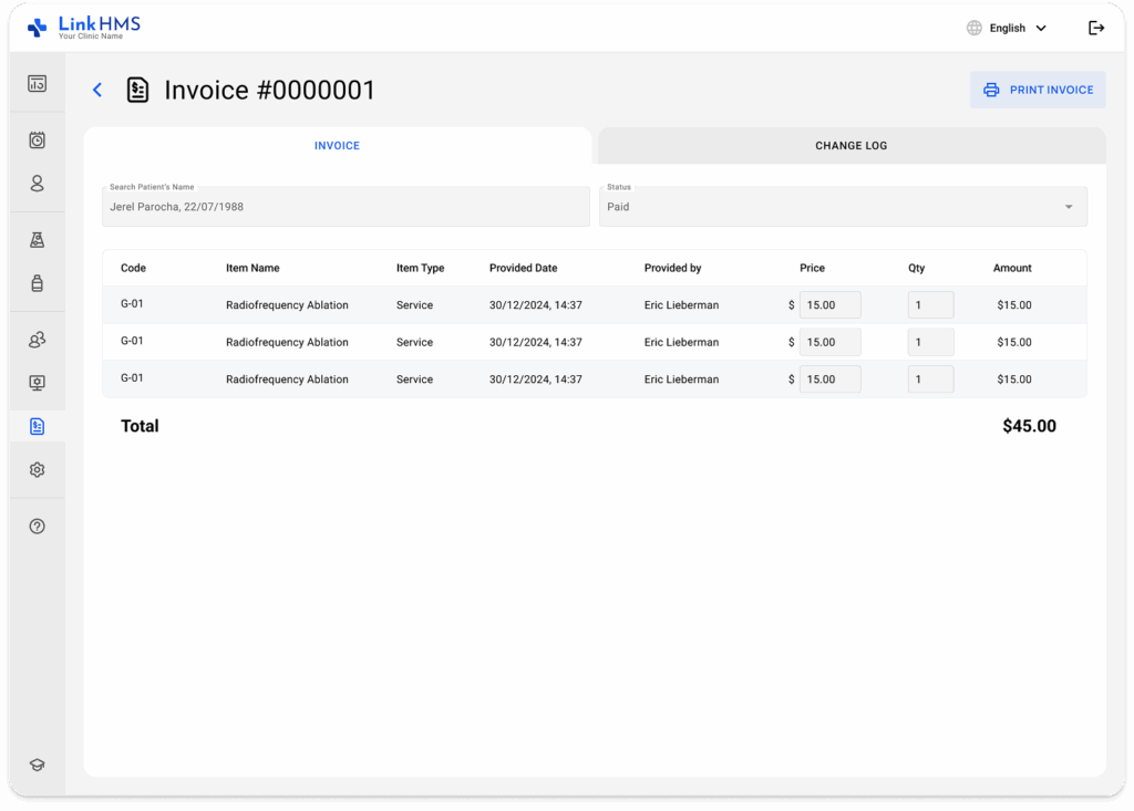 LinkHMS invoicing 5