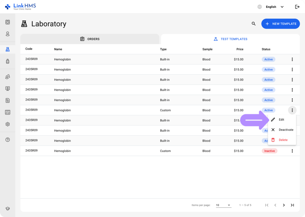 LinkHMS add and edit custom tests 13