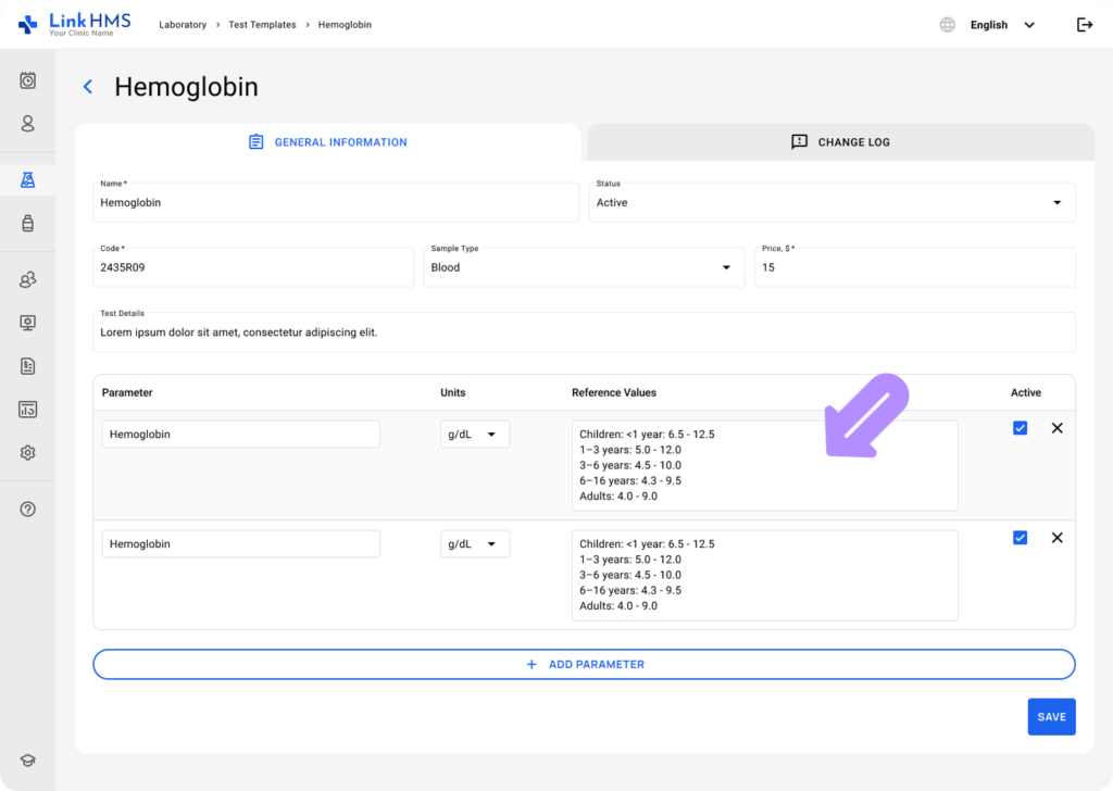 LinkHMS add and edit custom tests 21