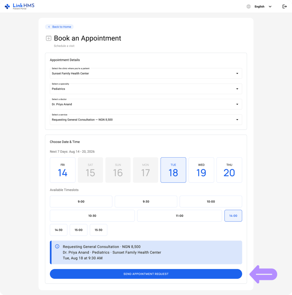 LinkHMS patient portal 6