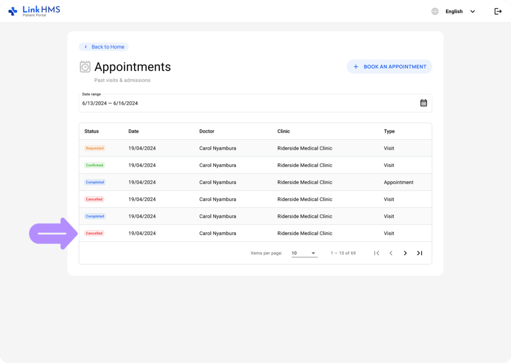 LinkHMS patient portal appointment requests 5