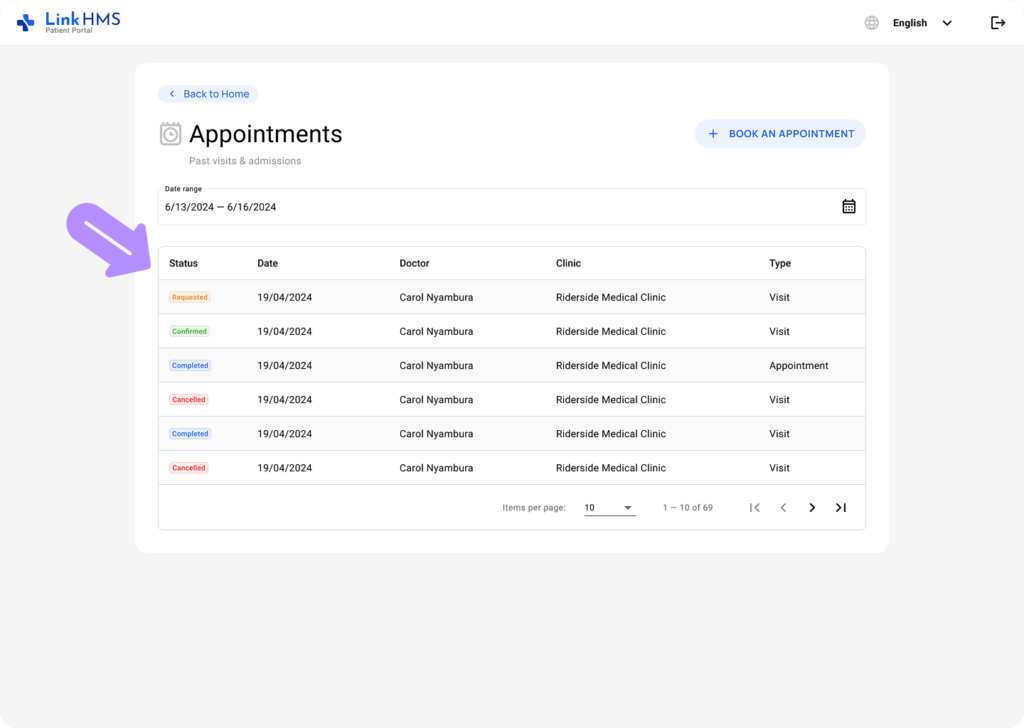 LinkHMS patient portal appointment requests 7
